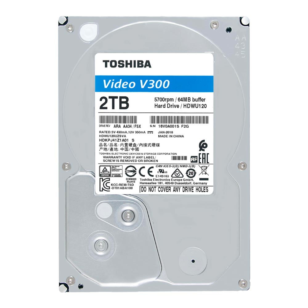 Ổ cứng HDD Toshiba V300 2TB (HDWU120UZSVA) - Chuyên Camera , Video Streaming